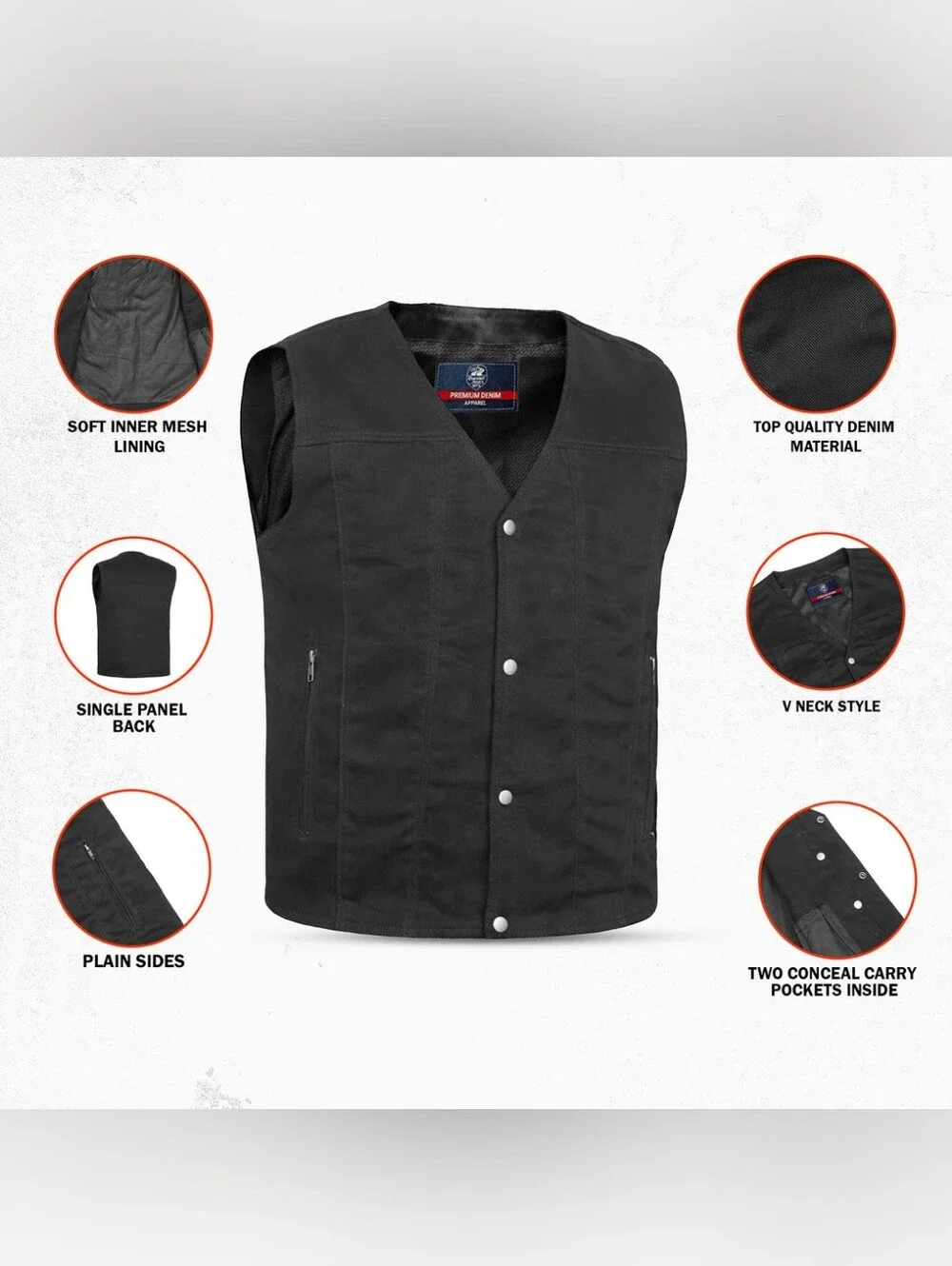 Daniel Smart MFG The Dark Knight Men's Denim Motorcycle Vest